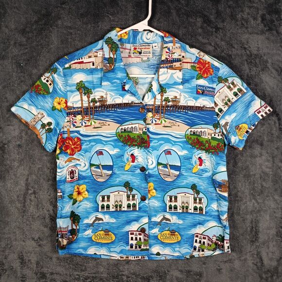 Designs by Gavin Other - San Clemente City Hawaiian Shirt Youth Medium Blue Designs by Gavin